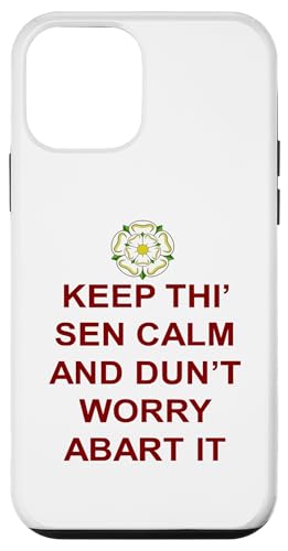 Hülle für iPhone 12 mini "Keep Thi Sen Calm Else And Dunt Worry Abart It", roter Text von Yorkshire Tyke Fun Gifts And Witty Tees by taiche