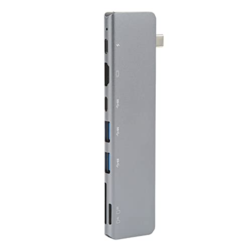 USB-Hubs Typ C Hub 7 in 1 USB 3.0 PD Schnellladung 4K HD Multimedia-Schnittstelle Hochgeschwindigkeits-Multiport-Adapter mit Kartenleser von Yosoo