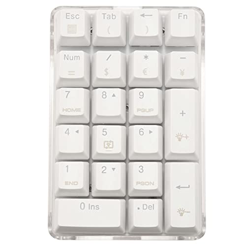 Youdefa 21 Tasten Weiß Hintergrund Beleuchtete Mechanische Ziffern Block Tastatur mit Blauen Schaltern für Notebook Desktop Pc von Youdefa