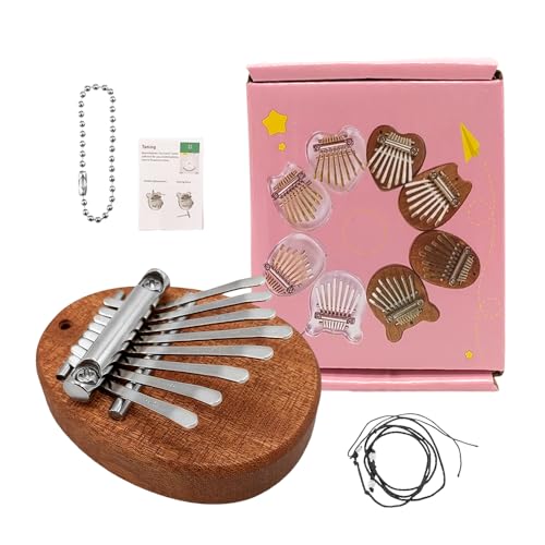 YoungMonic Mini Kalimba Daumenklavier 8 Tasten Tragbares Mahagoni Finger Klavier mit Tragetasche, Stimmhammer Anleitung Musikgeschenk für Anfänger & Erwachsene von YoungMonic