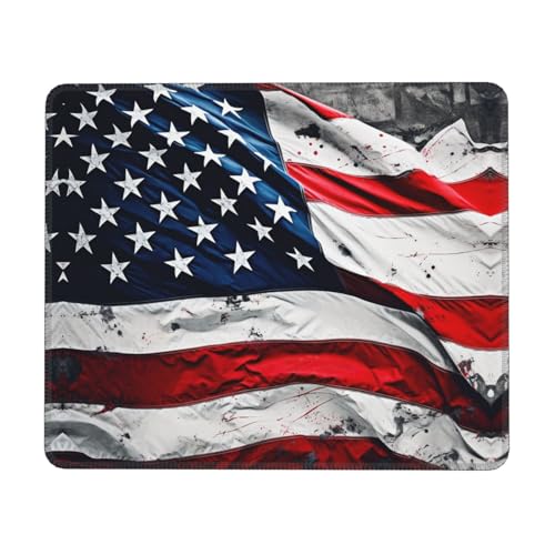 Mauspad mit US-Flagge, bedrucktes Computer-Mauspad mit genähtem Rand, Mauspads für Büro, Zuhause, Gaming, Arbeit, Studium von YoupO