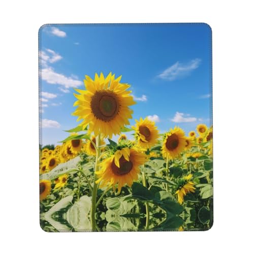 Mauspad mit goldener Sonnenblumen-Aufschrift, Computer-Mauspad mit rutschfester Gummiunterseite mit genähtem Rand, Mauspads für Büro, Zuhause, Gaming, Arbeit, Studium von YoupO