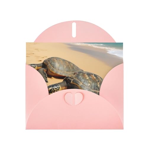 Youpo Grußkarte mit Schildkröten am Strand, bedruckte Dankeskarte mit Umschlägen, Grußkarte für Weihnachten, Geburtstag, Valentinstag von Youpo