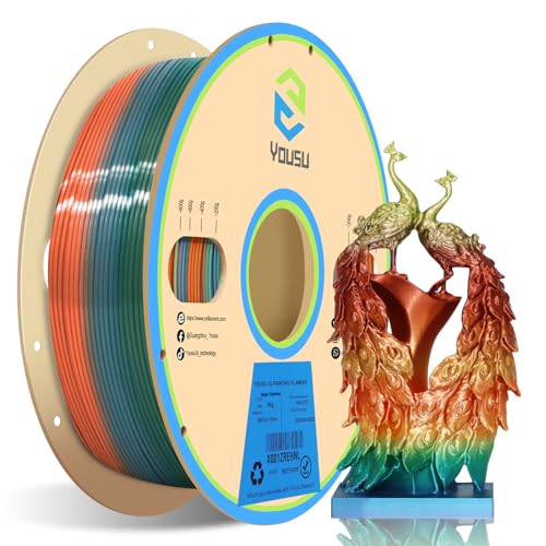 YOUSU Silk PLA Filament,mehrfarbig 3D Silk Rainbow PLA Filament 1,75mm +/- 0,02mm,Schnell Farbwechselndes 3D Druckfilament,2,2 lbs,1KG,Magic Series von Yousu