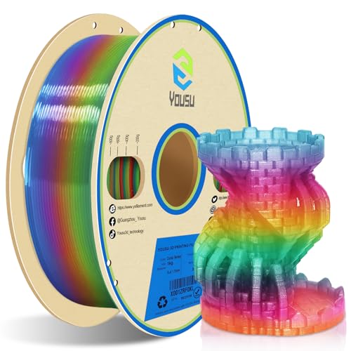 YOUSU Silk rainbow PLA filament 1,75 mm,3D drucker filament,Mehrfarbig farbwechselndes rainbow PLA filament,Durchscheinend regenbogen filament 1kg,Korallen series von Yousu