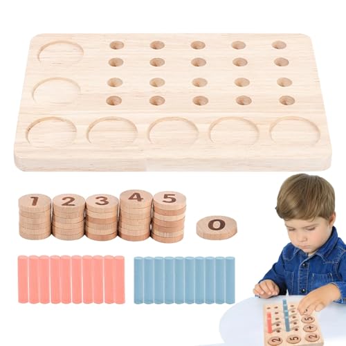 Yplkm Holzzählspielzeug, Holzmathematikspielzeug, Grundlegendes Mathematikspiel frühes Lernen Mathematik Manipulative, Zahlenpassende Spielzeug, Bildungsmaterialien, STEM -Spielzeug für Kinder im von Yplkm