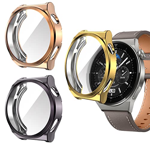 Hülle Kompatibel für Huawei Watch GT 3 Pro 43mm 46mm Displayschutzhülle Soft TPU Full Cover Kratzfest für Huawei Watch GT 3 Pro Smartwatch (GT 3 Pro 46mm, 3pcs) von Yrzper