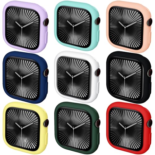 Schutzhülle für Apple Watch Serie 10, 42 mm, 46 mm, weiche TPU-Schutzhülle für iWatch Serie 10, 9 Farben, 42 mm, 9 Stück von Yrzper