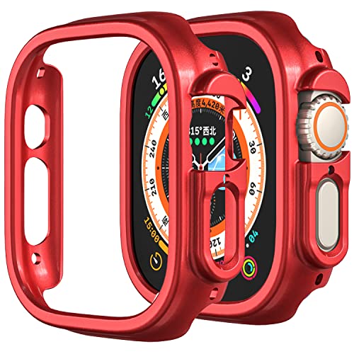 Schutzhülle für Apple Watch Ultra 2/Apple Watch Ultra 49 mm, harte PC-Hülle, stoßfest, Rundum-Kantenschutz, Stoßschutz, für Apple Watch Ultra 49 mm, Rot von Yrzper