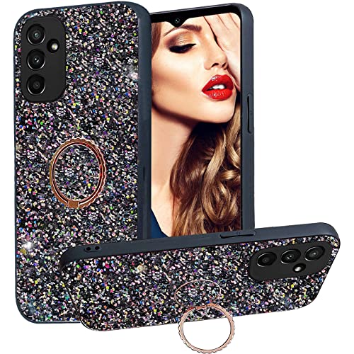 Ysnzaq Glitzer Handyhülle für Samsung Galaxy A55 5G, Bling Sparkle Mädchen Hülle mit Ringständer Ultra Dünn Stoßfest Bumper Case für Samsung Galaxy A55 5G. CZ Black von Ysnzaq