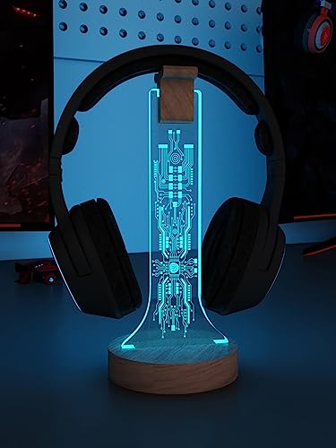 YuanDian PCB Licht bis Kopfhörer Stand für Schreibtisch, Gaming Headset Holzhalter RGB mit 16 Farbe leuchtet für Game Room Decor, Coole Gamer Geschenke für Männer Boyfriend von YuanDian