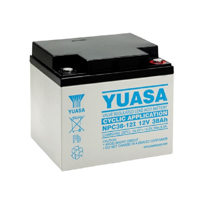 Yuasa Blei-Akku NPC38-12I Pb 12V / 38Ah Zyklenfest, M5 Innengewinde von Yuasa