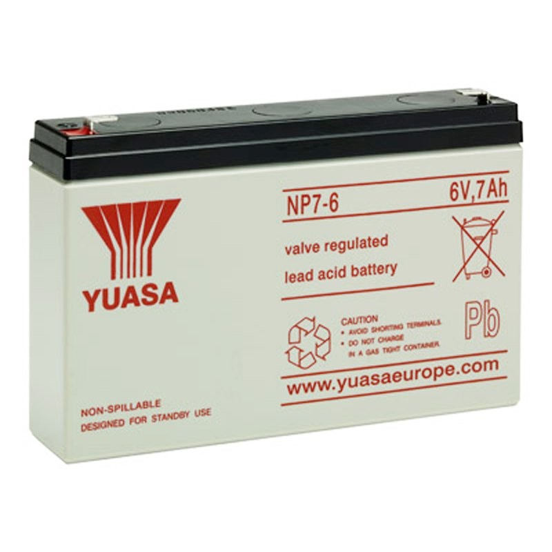 Yuasa NP7-6 Akku Blei PB 6 Volt 7Ah Faston 4,8mm von Yuasa