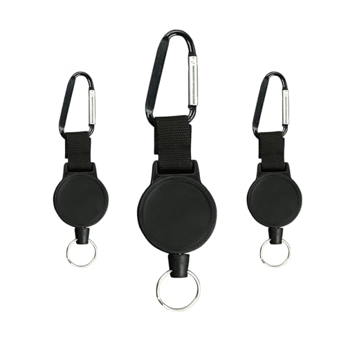 3-Stück Schlüsselanhänger Ausziehbar,Ausziehbarer Schlüsselanhänger Stahlseil Reel Karabiner,Schlusselbandkette Ausziehbar,Badge Schlüsselband Ausziehbar,Retractable Lanyard,für Adventure Aufroller von YueJieSelected