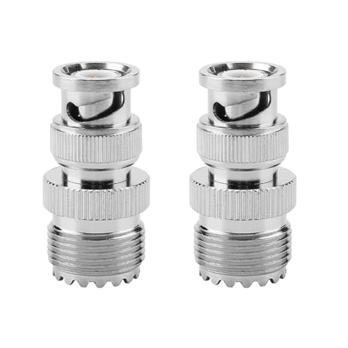 Yuecoom 2 Stück Koaxial-Adapter, RF-Koaxial-Adapter, Koaxialkabel-Stecker, BNC-Stecker auf UHF SO239 PL-259 Buchse, RF-Koaxial-Adapter, Kabel-Stecker von Yuecoom