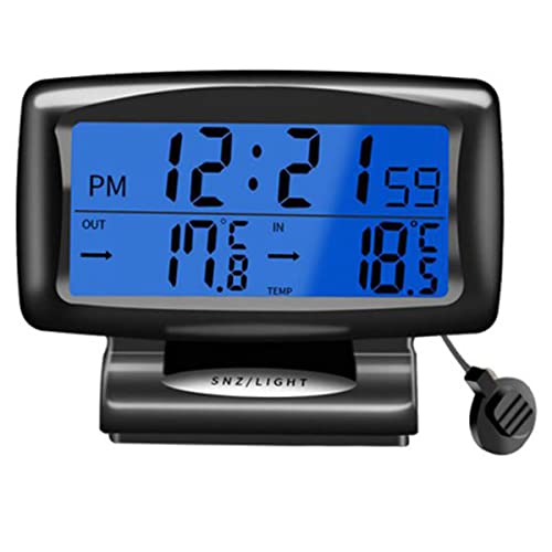 Yuehuamech Auto Digitaluhr Fahrzeugtemperatur Dashboard mit Hintergrundbeleuchtung Display Mini Auto Uhr Thermometer Monitor Voltmeter für Auto LKW Armaturenbrett Autozubehör von Yuehuamech