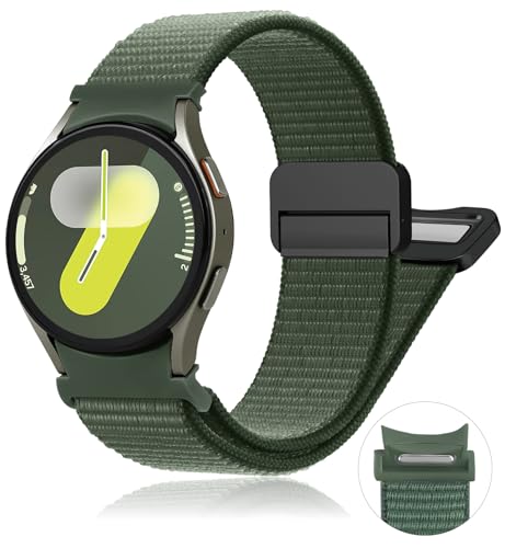 Ein Klick Magnet Nylon Armband für Samsung Galaxy Watch 7 6 5 4 FE 40mm 44mm/Watch 6 Classic 47mm 43mm/5 Pro 45mm/4 Classic 46mm 42mm Herren/Damen,20mm Sport Loop Band für Galaxy Watch 7 FE 6 5 4 von YuiYuKa