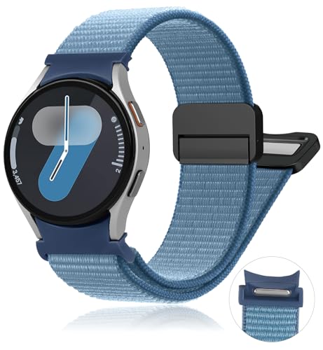 Ein Klick Magnet Armbänder für Samsung Galaxy Watch 7 6 5 4 FE Armband 40mm 44mm/Watch 6&4 Classic 47mm 43mm 46mm 42mm/5Pro 45mm Herren/Damen,Fabric Nylon Strap Sport Band für Galaxy Watch 7 FE 6 5 4 von YuiYuKa