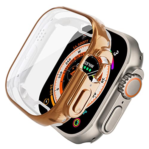 TPU Hülle kompatibel für Apple Watch Ultra/Ultra 2 49mm, Weiche Ultra-dünn Vollschutz Anti-Kratzer Cover Smartwatch Zubehör Schutzhülle für iWatch Series Ultra/2,Roségold von YuiYuKa