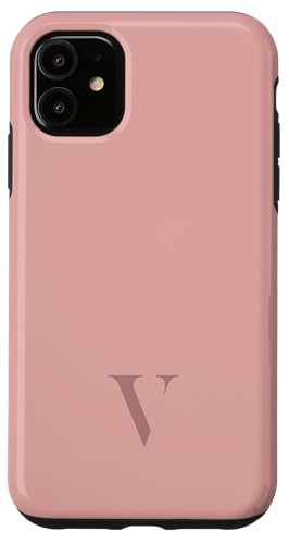 Hülle für iPhone 11 Buchstabe V Monogramm Name Initiale V Rosa Braun Geschenk für Sie von Yukon Bays