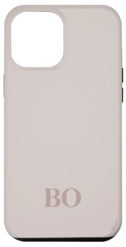 Hülle für iPhone 12 Pro Max Initialen BO Name Monogramm B O Letter Lite Beige Ivory Tough von Yukon Bays