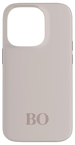 Hülle für iPhone 14 Pro Initialen BO Name Monogramm B O Letter Lite Beige Ivory Tough von Yukon Bays