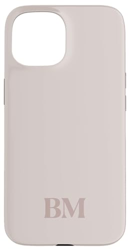 Hülle für iPhone 15 Initialen BM Name Monogramm B M Letter Lite Beige Ivory Tough von Yukon Bays