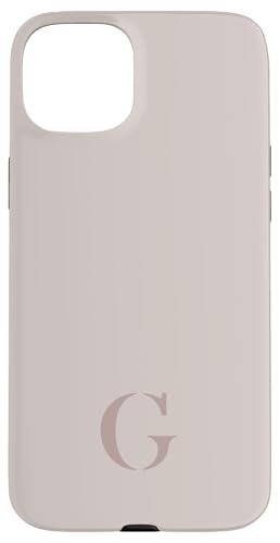 Hülle für iPhone 15 Plus Buchstabe G Monogramm Name Initiale G Beige Braun Geschenk für Sie von Yukon Bays