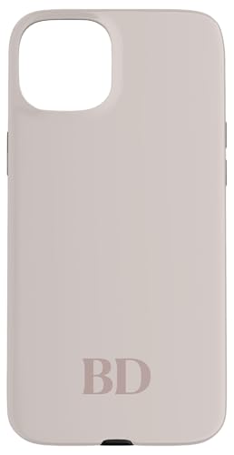 Hülle für iPhone 15 Plus Initialen BD Name Monogramm B D Letter Cover Beige Tan Tough von Yukon Bays