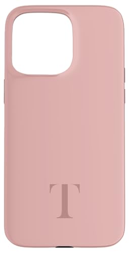 Hülle für iPhone 15 Pro Max Buchstabe T Monogramm Name Initiale T Rosa Braun Geschenk für Sie von Yukon Bays