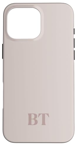 Hülle für iPhone 16 Pro Max Initialen BT Name Monogramm B T Letter Lite Beige Ivory Tough von Yukon Bays