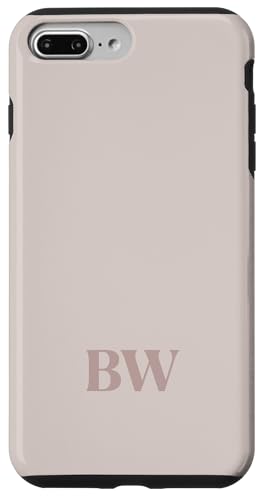 Hülle für iPhone 7 Plus/8 Plus Initialen BW Name Monogramm B W Letter Lite Beige Ivory Tough von Yukon Bays