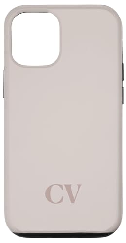 Initialen CV Name Monogramm C V Letter Lite Beige Ivory Tough Hülle für iPhone 12/12 Pro von Yukon Bays