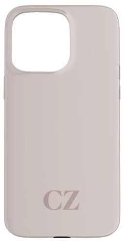 Initialen CZ Name Monogramm C Z Letter Lite Beige Ivory Tough Hülle für iPhone 15 Pro Max von Yukon Bays