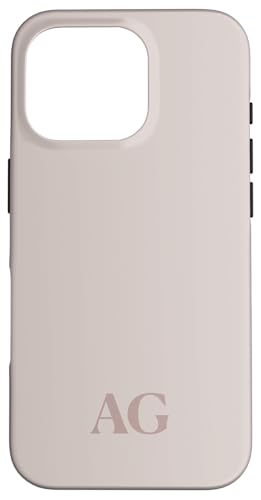 Initials AG Name Monogramm A G Letter Lite Beige Ivory Tough Hülle für iPhone 16 Pro von Yukon Bays