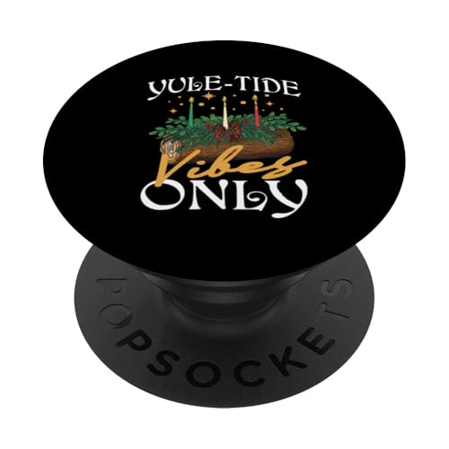 Yule-Tide Vibes Only Yuletide Weihnachtskerzen, Weihnachtsmotiv PopSockets Klebender PopGrip von Yule Winter Solstice Design Yule Decorations Pagan