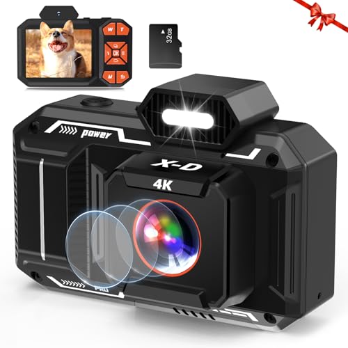 Digitalkamera, 4K 48MP HD AutoFocus Fotoapparat kamera fotokamera mit 32G SD Karte Digital Cameras Kompaktkamera für Kinder Teenager Anfänger - Black von YunLone