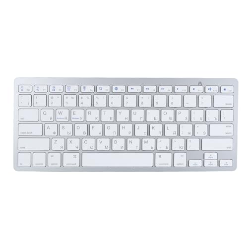 Yunir Silent Keyboard, Schlanke Bluetooth-Tastatur für IOS, für Android, für Windows, für Smarttv, für OS X und BT-fähige Geräte (Russisch) von Yunir