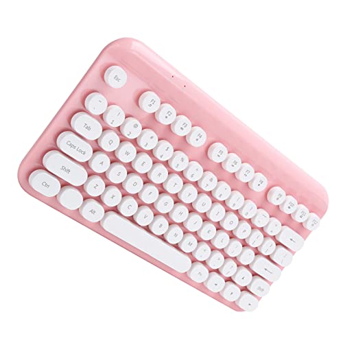 2,4-GHz-Funktastatur, Weiß/Rosa/Blau Nette Ergonomische Punk-Tastatur, Kompakt, 75 Runde Tasten, für -Laptop, Computer Usw. (PINK) von Yunseity