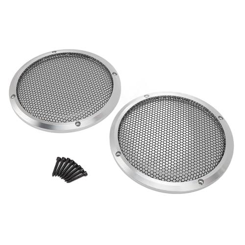 Auto-Lautsprecher-Grill-Abdeckung, Mesh-Auto-Lautsprecher-Schutz Rund für Schiff (Silver) von Yunseity