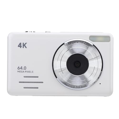 Kleine Tragbare Digitale Videokamera, LED-Fülllicht, 18-facher Digitalzoom, 4K-Digitalkamera für den Außenbereich (White) von Yunseity