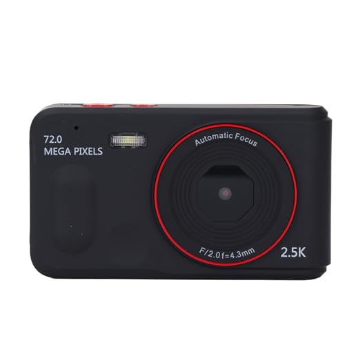 Tragbare Kompaktkamera, Digitalkamera mit 16-fachem Zoom und Autofokus. Vielseitige 2,5K 72MP für Vlogging (Black) von Yunseity