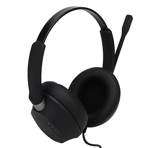 Yunseity 3,5-mm-Headset mit Mikrofon, Doppelseitiges Kabelgebundenes ENC-Headset mit Rauschunterdrückung, Handy-Headset für Office Business Call Center von Yunseity