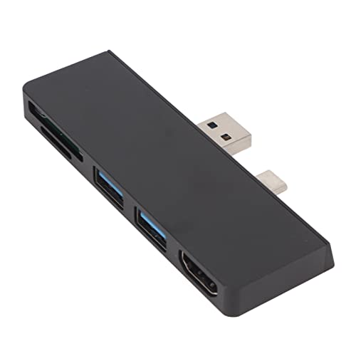 Yunseity 5-in-2-USB-C-Hub für Pro7, mit 4K-HDMI, 2 USB-3.0-Anschlüssen, SD-TF-Kartenleser, Aluminiumlegierung, für Windows (Schwarz) von Yunseity