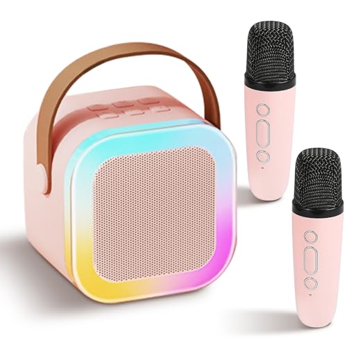 Yuragim Karaoke Maschine Kinder mit 2 Mikrofonen, Mini Kinder Karaoke Mikrofon mit LED-Lichtern & Stimmeffekten Bluetooth Lautsprecher, Karaoke Anlage Geschenke Spielzeug für 4-12 Jahre Mädchen Junge von Yuragim