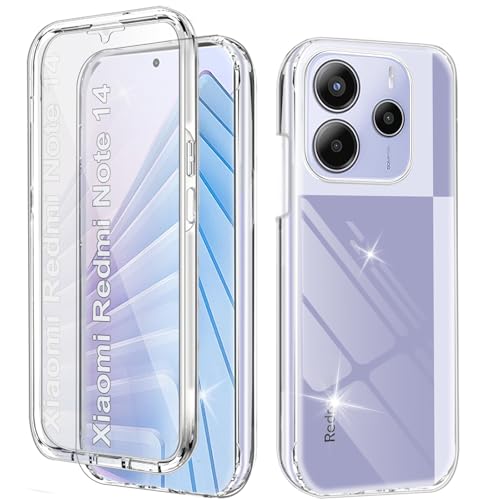 Hülle Kompatibel mit Xiaomi Redmi Note 14 5G 360 Grad Stoßfest Schutzhülle Rundumschutz Cover Case mit Eingebautem Displayschutz Robust TPU Bumper Durchsichtig Handyhülle für Redmi Note 14 5G, Clear von Yutwo