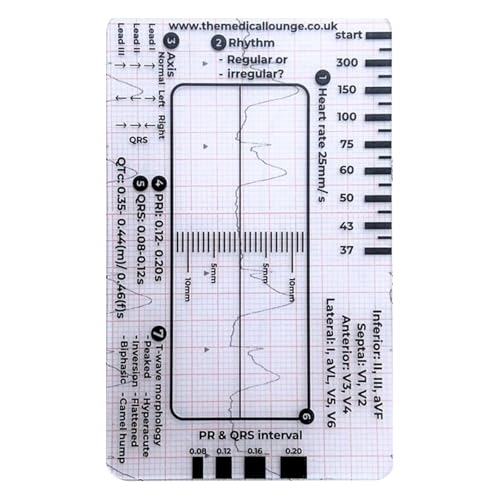 Elektrokardiogramm 7-stufige Linealkarte, tragbare Tasche, Elektrokardiogramm-Interpretationsanleitungskarte für Herzgesundheit von Ywmsfl