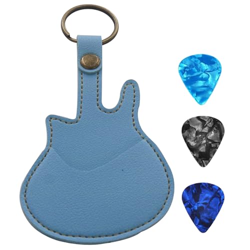 Gitarrenplektren-Halter mit 3 Plektren aus PU-Leder und Plektrum-Tasche mit Schlüsselanhänger für Gitarre, Bass, Ukulele von Ywmsfl