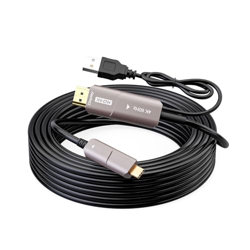 Ywmsfl USB C auf High Definition Active Optical Fiber Adapterkabel 4K @ 60Hz Glasfaserkabel Konverter für PC Desktop Zubehör von Ywmsfl