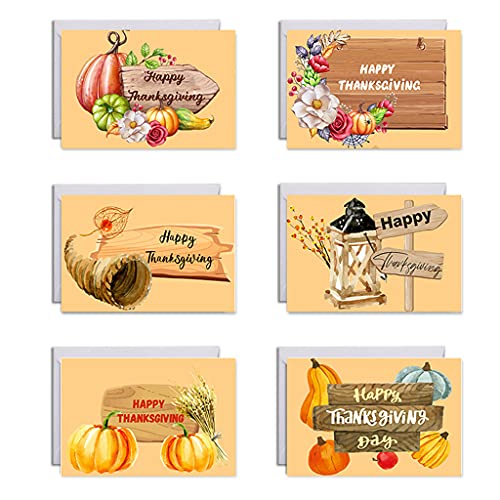 Yzdysg Set Mit 6 Happy Thanksgiving Karten Mit Umschlägen Aufklebern Grußkarten Dankespostkarten von Yzdysg